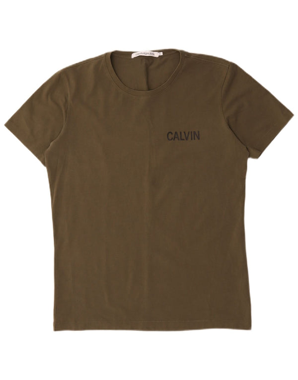 Calvin Klein Jeans T-Shirt Homme Top XL Kaki Coton