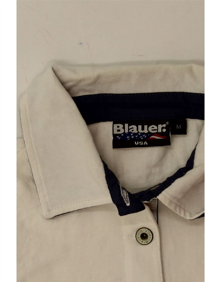 BLAUER Womens Polo Shirt UK 12 Medium White Cotton Vintage Blauer and Second-Hand Blauer from Messina Hembry 