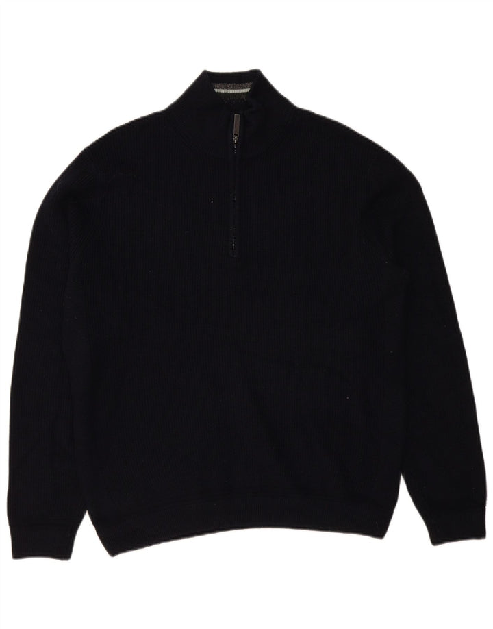 Ted Baker Pull à col zippé pour homme Taille 5 XL Bleu marine Polyester