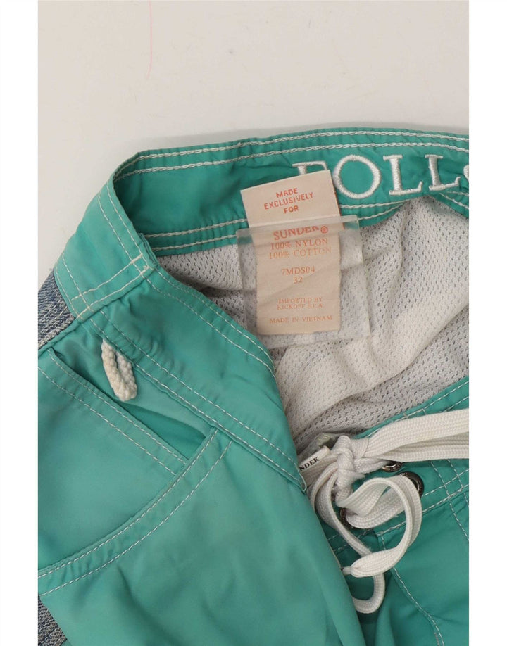 Sundek Short de bain homme en coton color block vert moyen