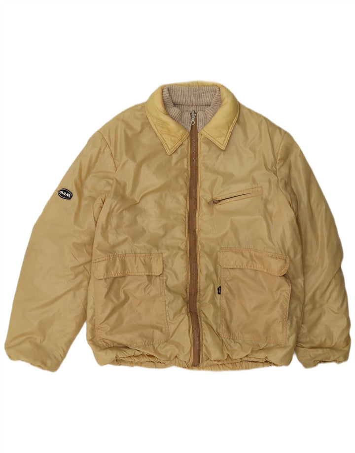 vintage Homme Réversible Bomber Jacket UK 36 Petit Beige