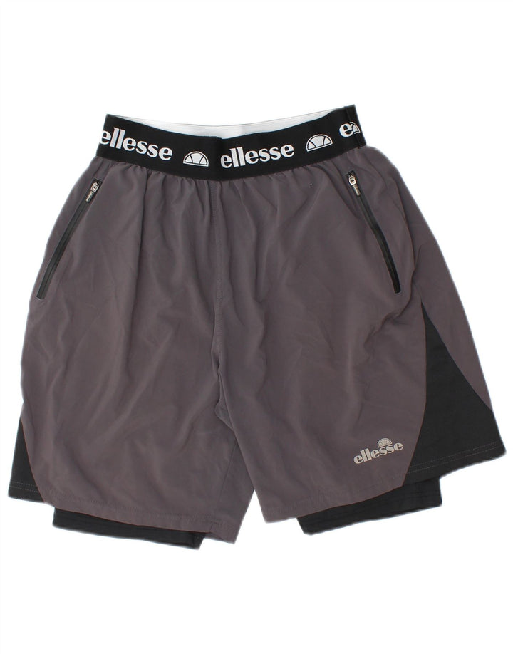 ELLESSE Short de Sport Graphique Homme Gris Moyen Colourblock