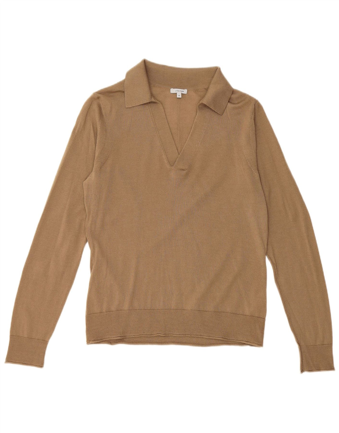 Jigsaw Pull à col polo pour femme UK 12 Laine beige moyen