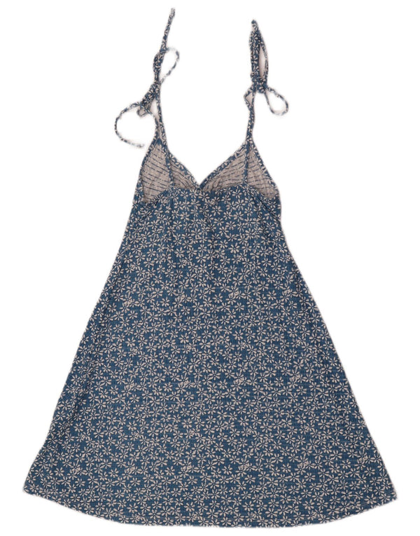 Topshop Robe d'été pour femme UK 10 Petite Viscose Florale Bleue