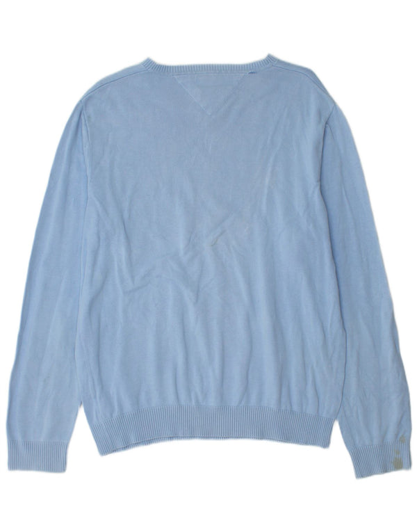 Tommy Hilfiger Pull col V pour homme en coton bleu Taille L