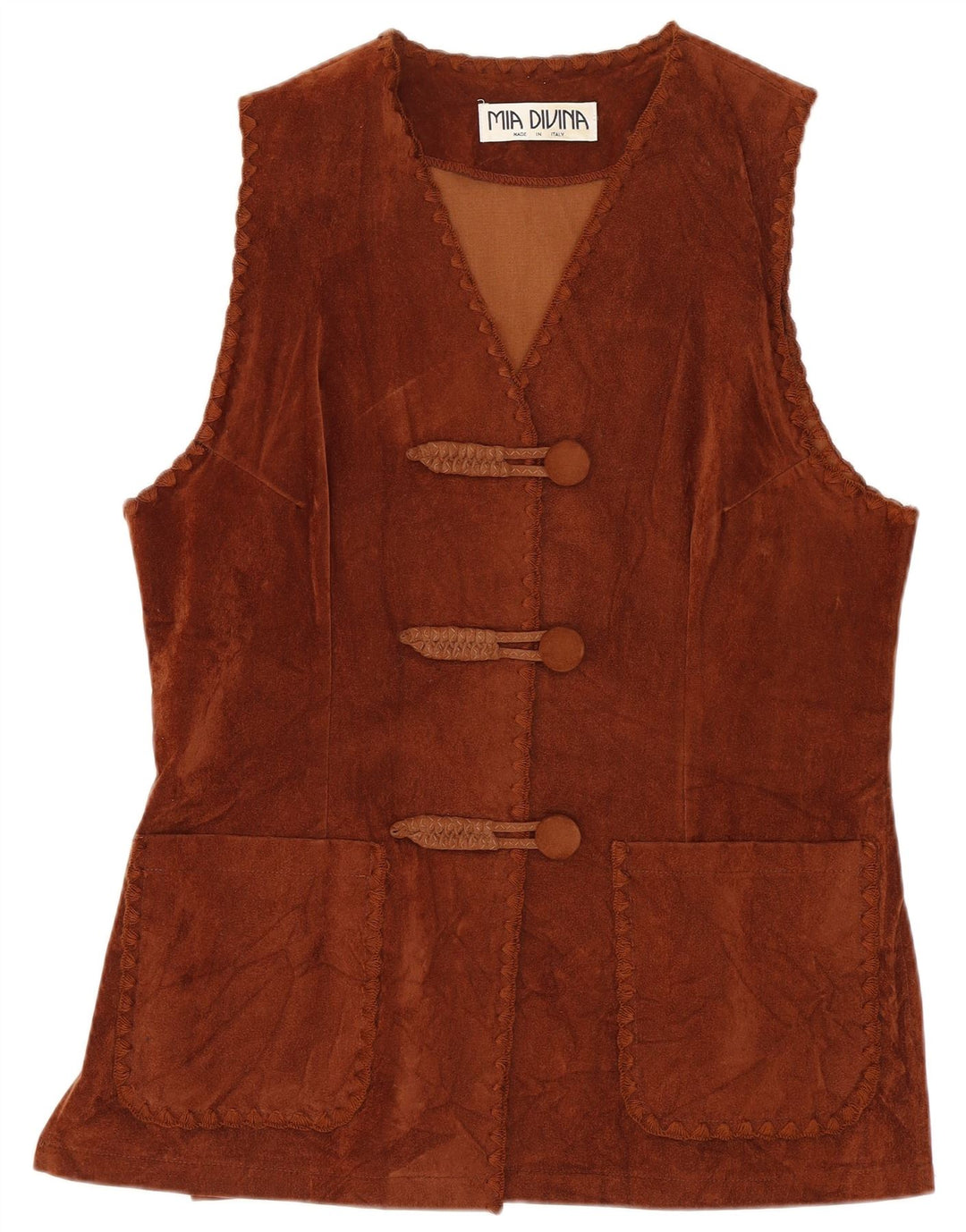 gilet femme vintage UK 10 Petite Viscose Brune
