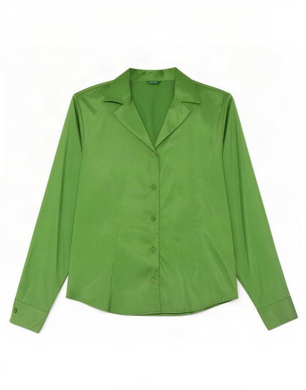 Benetton Chemise Chemisier IT 42 Vert Moyen Polyester