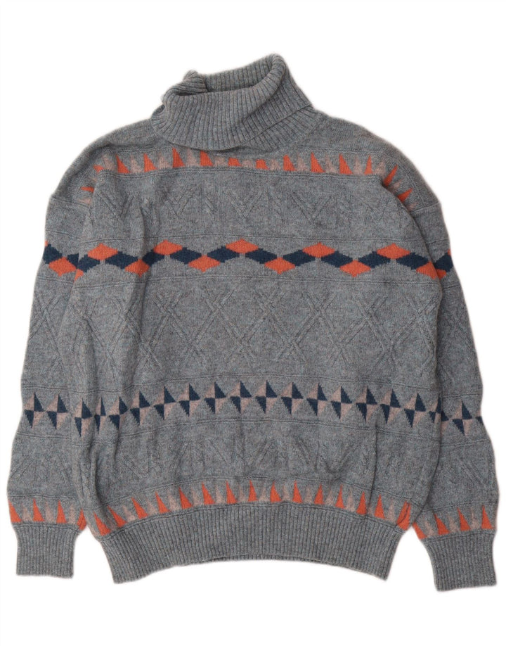 Baroni Pull Col Roulé Homme IT 54 XL Bleu Géométrique Laine