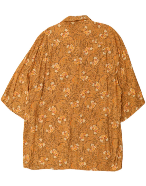 vintage Chemise à manches courtes pour hommes Grand Floral Jaune