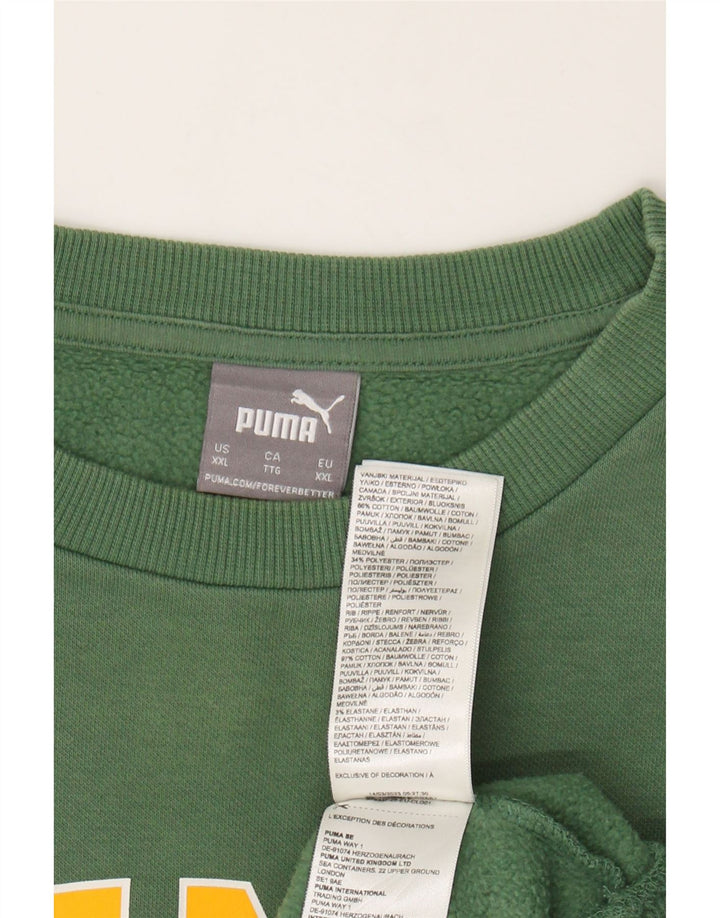 PUMA Mens Graphic Sweatshirt Jumper 2XL Green Cotton