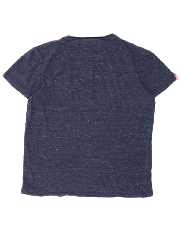 Superdry Homme T-Shirt Top Small Bleu Marine Moucheté Coton