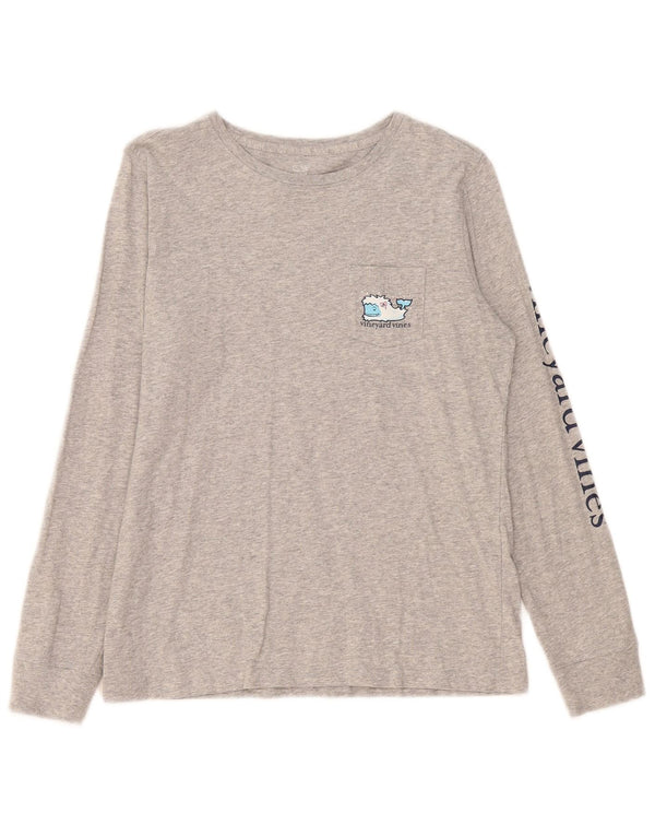 Vineyard Vines Haut graphique à manches longues pour femme UK 10 Petit gris moucheté