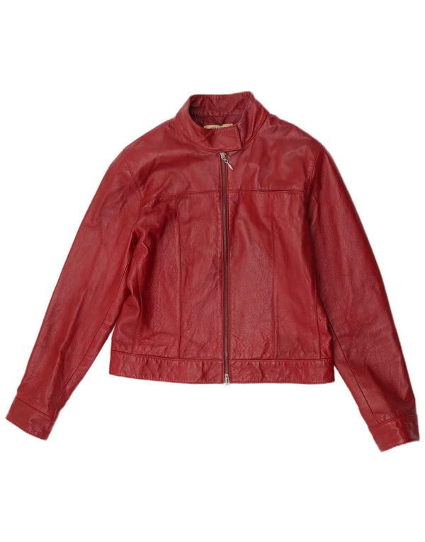 HELLINE Veste en cuir femme UK 12 Cuir rouge moyen