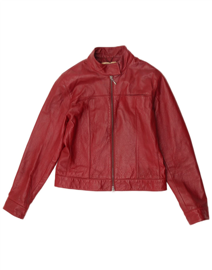 HELLINE Veste en cuir femme UK 12 Cuir rouge moyen