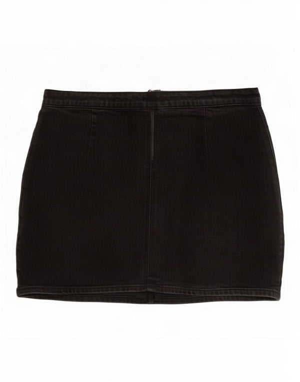 Topshop Femme Mini Jupe En Jean Large W34 Coton Noir