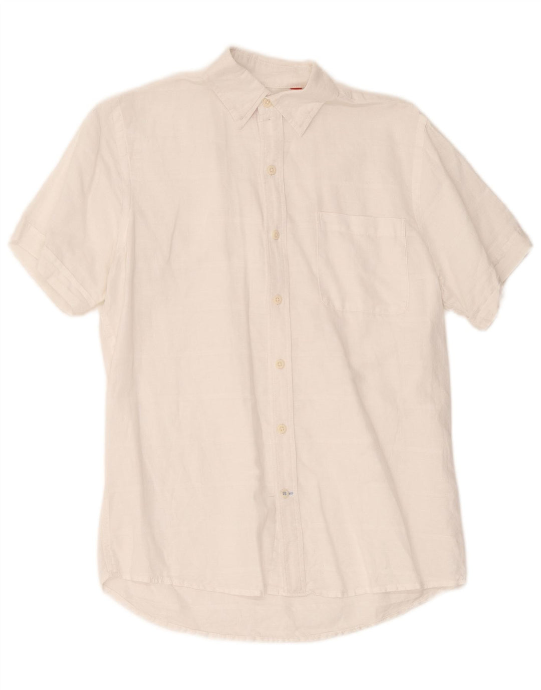 Izod Chemise à Manches Courtes Homme Lin Rayé Blanc Moyen