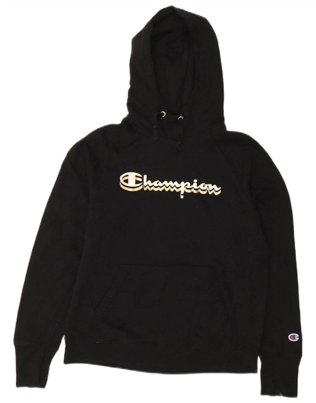Champion Pull à capuche graphique pour femme UK 14 Medium Noir Polyester