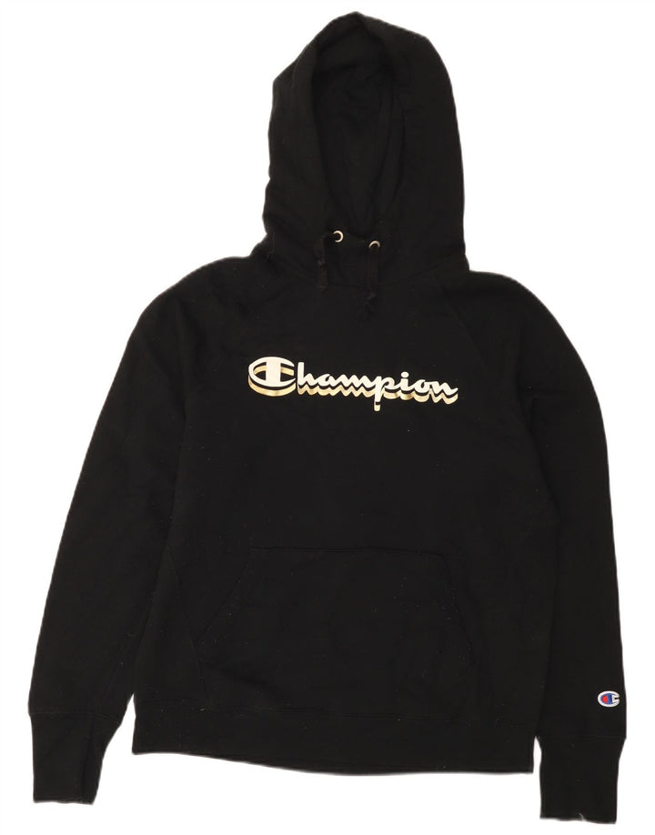 Champion Pull à capuche graphique pour femme UK 14 Medium Noir Polyester