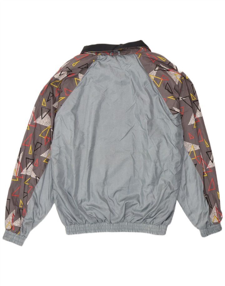 vintage Mens Survêtement Top Veste XL Gris Géométrique Polyamide