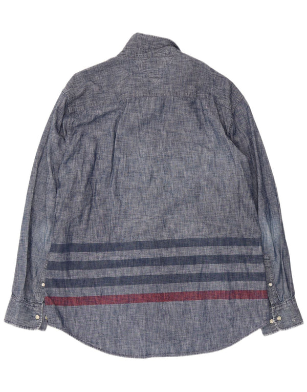 Tommy Hilfiger Chemise ajustée sur mesure pour homme Taille 18 1/2 2XL Bleu marine rayé