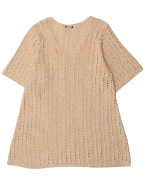 Zara Robe pull en crochet à manches courtes pour femme UK 14 Medium Off White