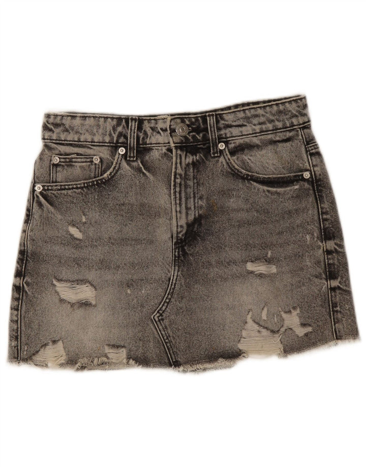 Zara Femme Jupe En Jean Déchiré Small W26 Gris