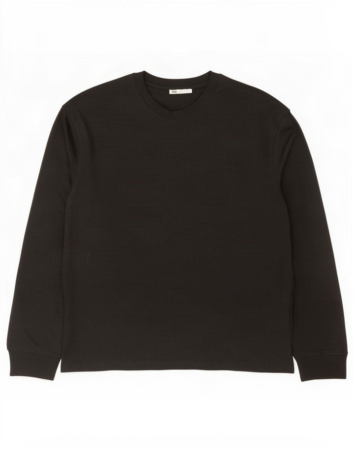 Zara Homme Top Manches Longues Coton Noir Moyen