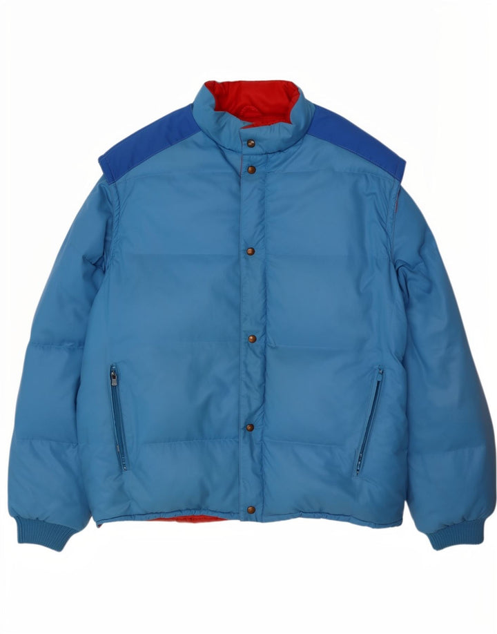 veste rembourrée homme vintage UK 38 Coton colorblock bleu moyen