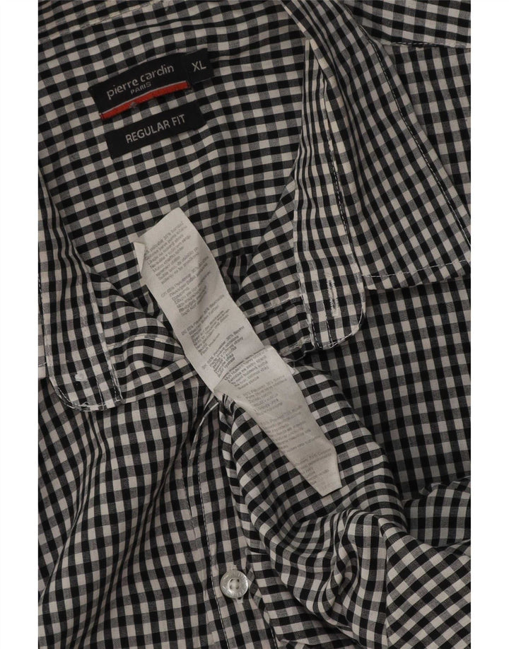 Pierre Cardin Chemise à manches courtes pour homme Coupe régulière XL Vichy noir
