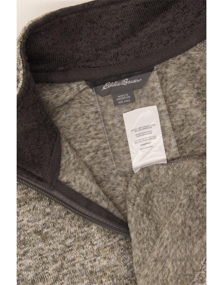 EDDIE BAUER Mens Zip Neck Sweatshirt Jumper 2XL Beige Flecked Polyester Vintage Eddie Bauer and Second-Hand Eddie Bauer from Messina Hembry 