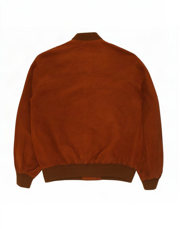 vintage Mens Suede Bomber Jacket UK 42 XL Cuir Marron