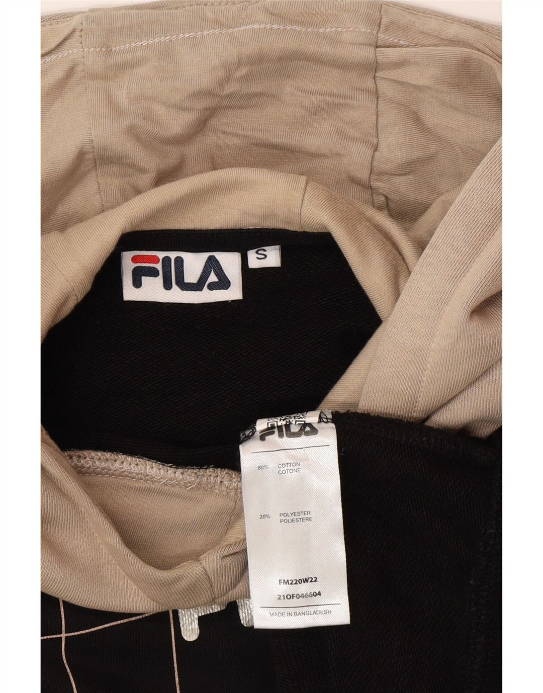 Fila Pull à capuche graphique pour homme en coton à petits carreaux noirs