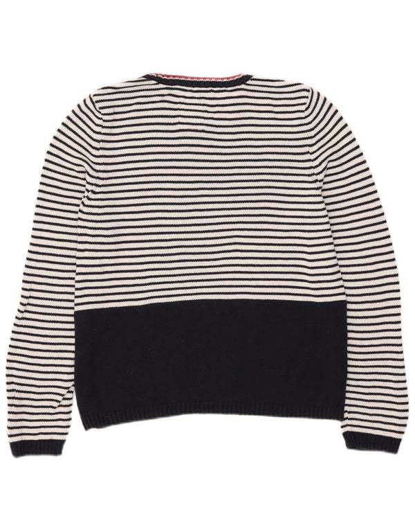Superdry Pull ras du cou pour femme UK 16 Large Bleu marine rayé