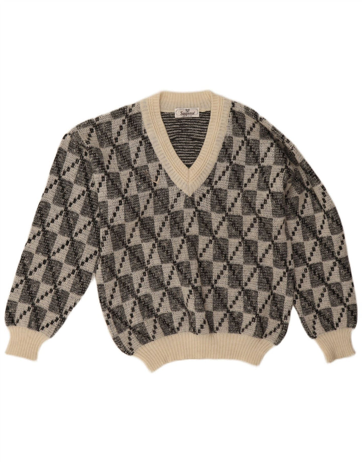 Suspense Pull col V pour homme IT 50 Acrylique géométrique noir moyen