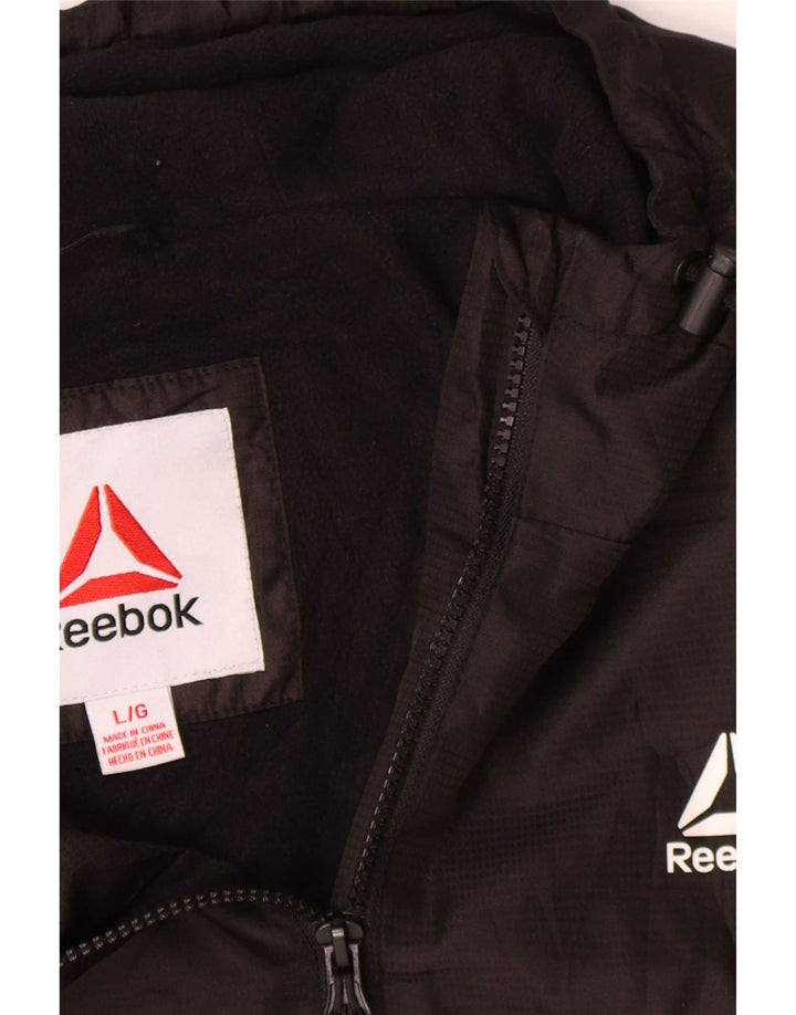Reebok Veste bomber à capuche pour homme UK 40 Large Noir Polyester