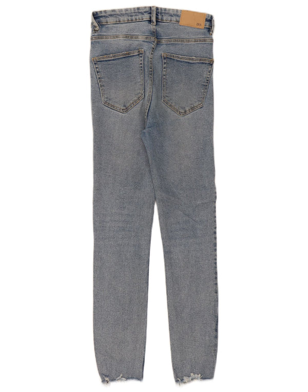 Zara Jean skinny taille haute effet vieilli pour femme EU 36 XS W26 L27 Bleu