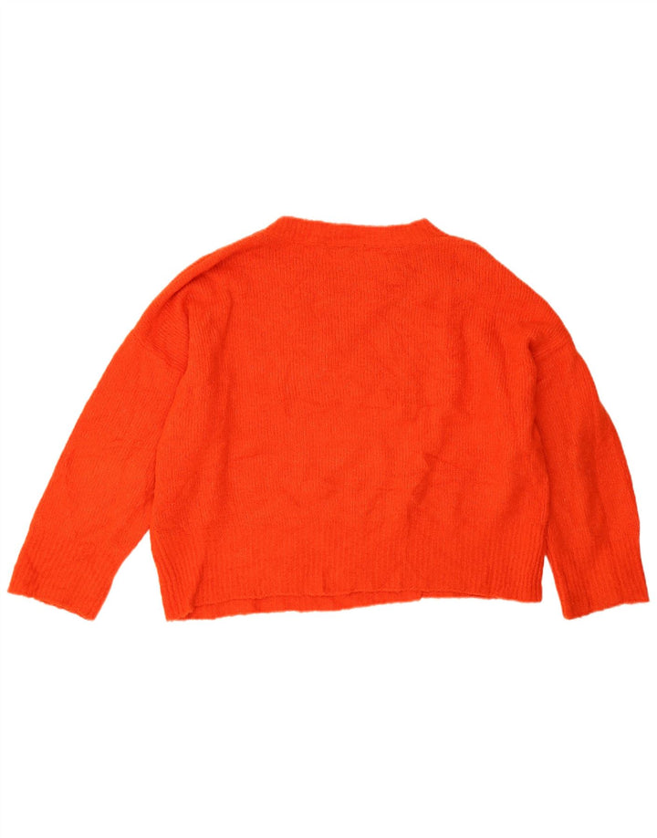Zara Pull court surdimensionné à col bateau pour femme UK 14 Orange moyen
