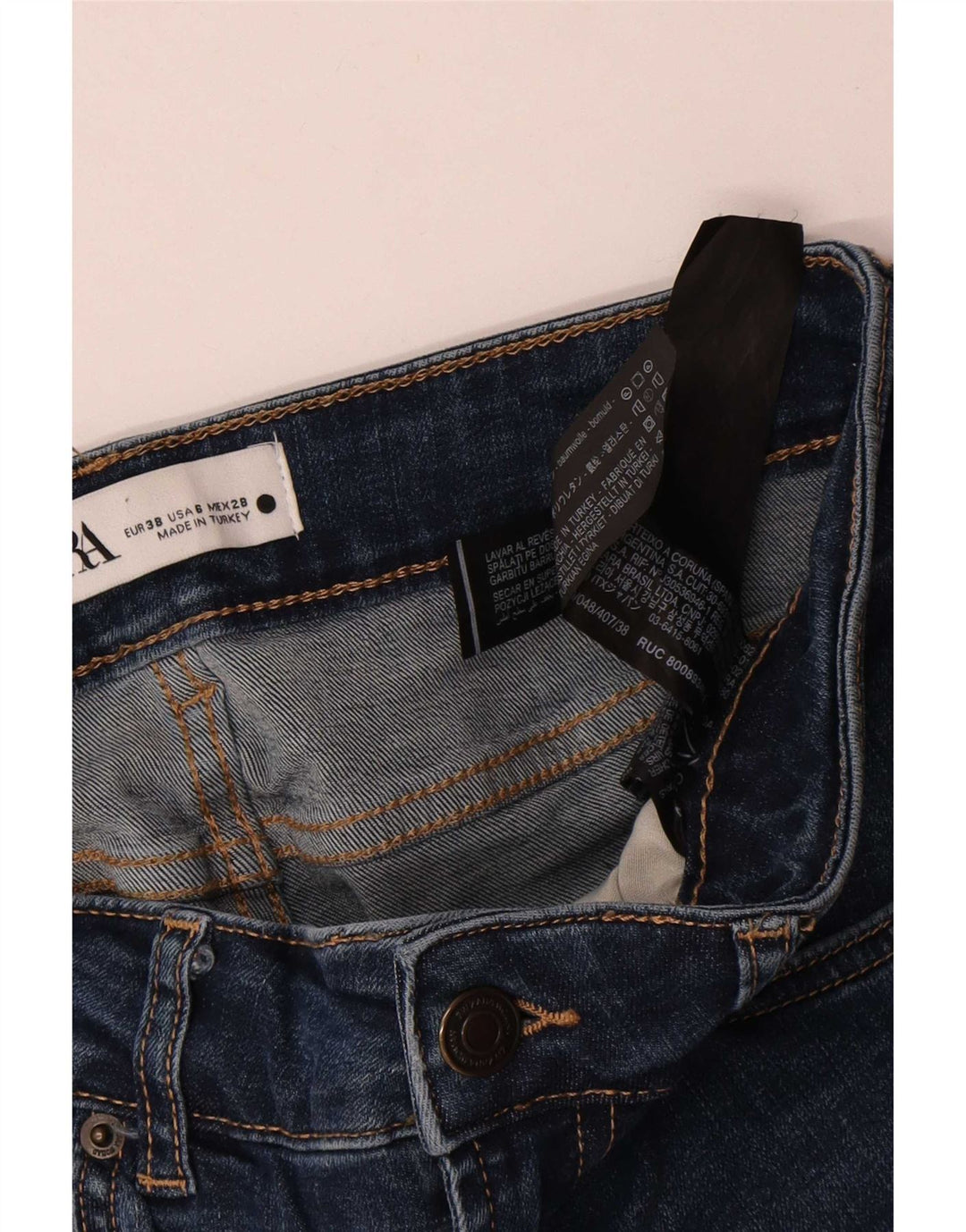 Zara Jeans Bootcut Femme EU 38 Small W28 L32 Bleu Marine Coton