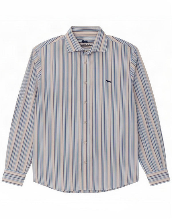 Harmont & Blaine Chemise coupe étroite pour homme 2XL à rayures bleues