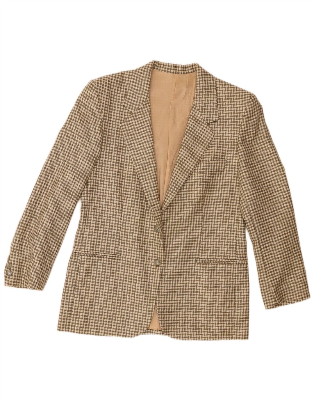 Anna Veste Blazer 2 Boutons Femme IT 44 Laine Pied-de-Poule Beige Moyen