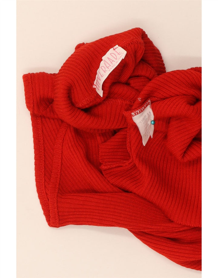 vintage Femme Gilet Débardeur UK 12 Viscose Rouge Moyen