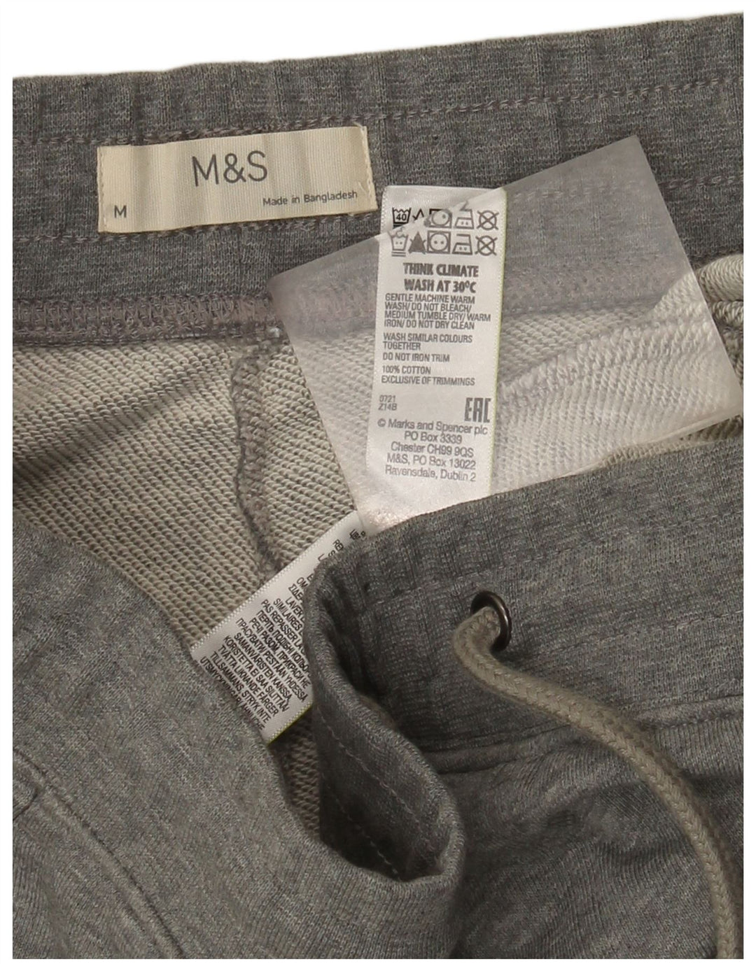 Marks & Spencer Pantalon de Survêtement Joggers Homme Gris Moyen Coton