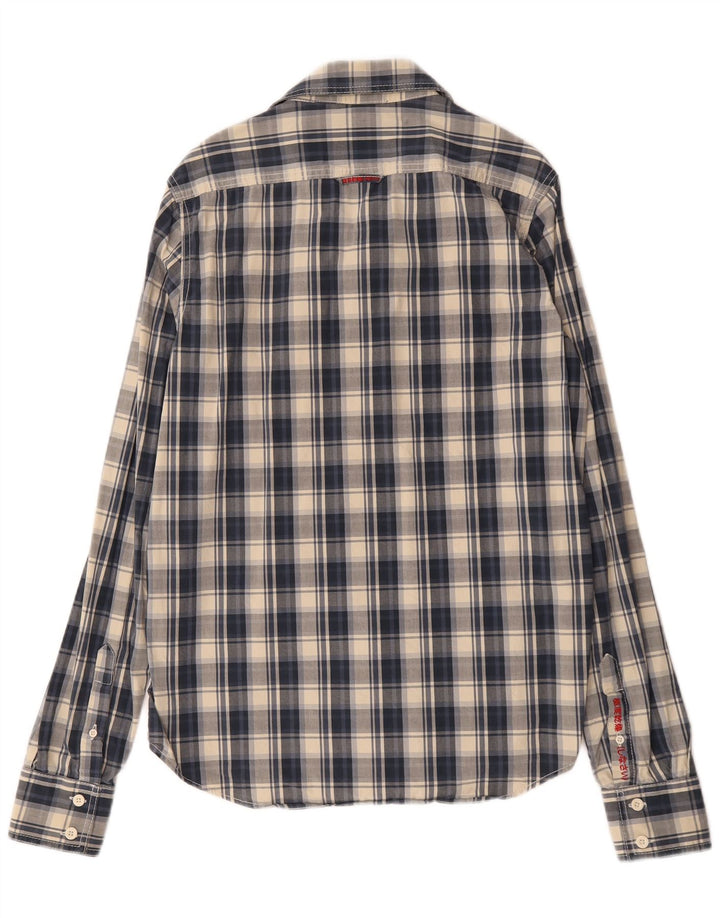 Superdry Chemise Homme Grand Carreaux Bleu Marine En Coton