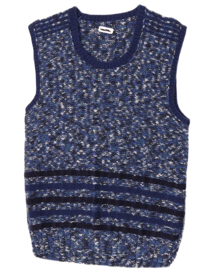 vintage Mens Vest Tank Top Petit Bleu Moucheté