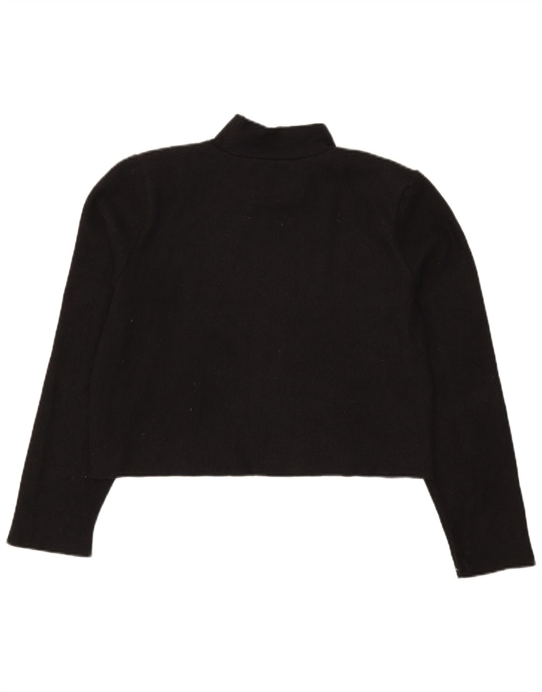 Zara Femme Crop Top Manches Longues UK 14 Moyen Noir Polyester