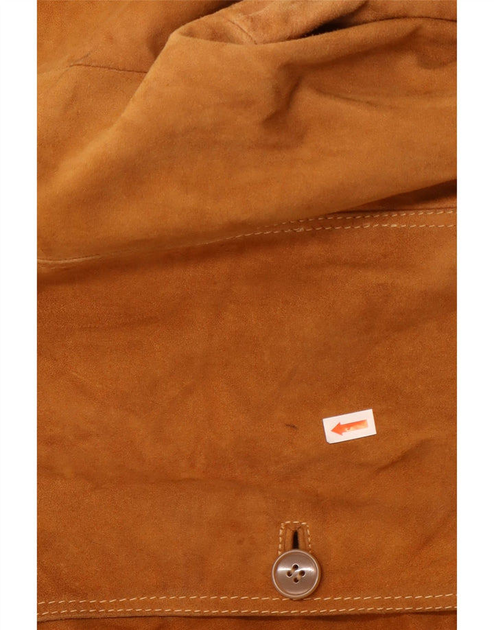 VINTAGE Veste bomber en daim homme UK 40 Grand Beige
