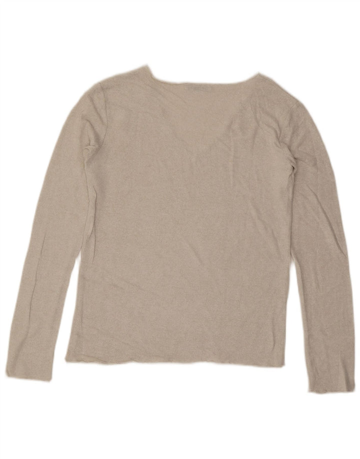 ZARA Pull col en V pour femme UK 10 Small Blanc cassé