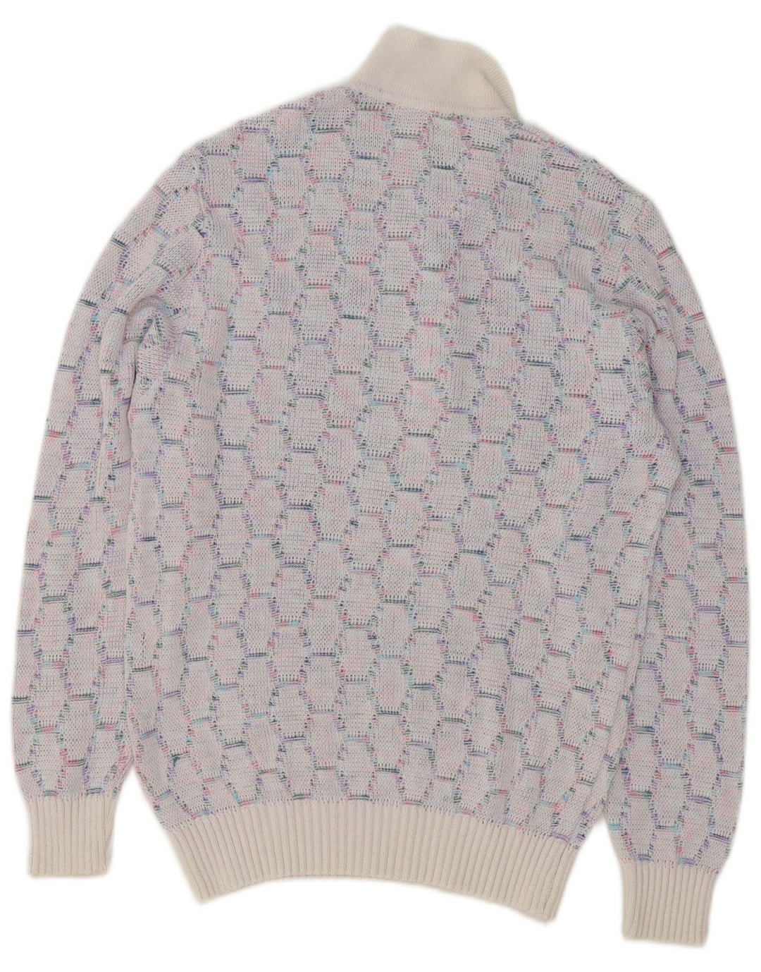 VINTAGE Pull col polo homme bleu moyen géométrique