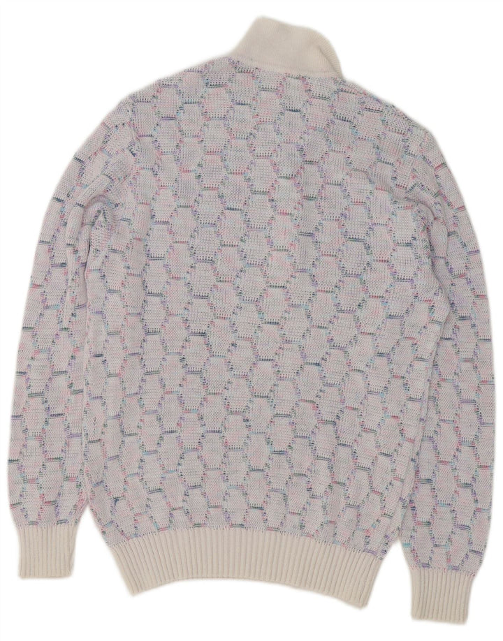 VINTAGE Pull col polo homme bleu moyen géométrique