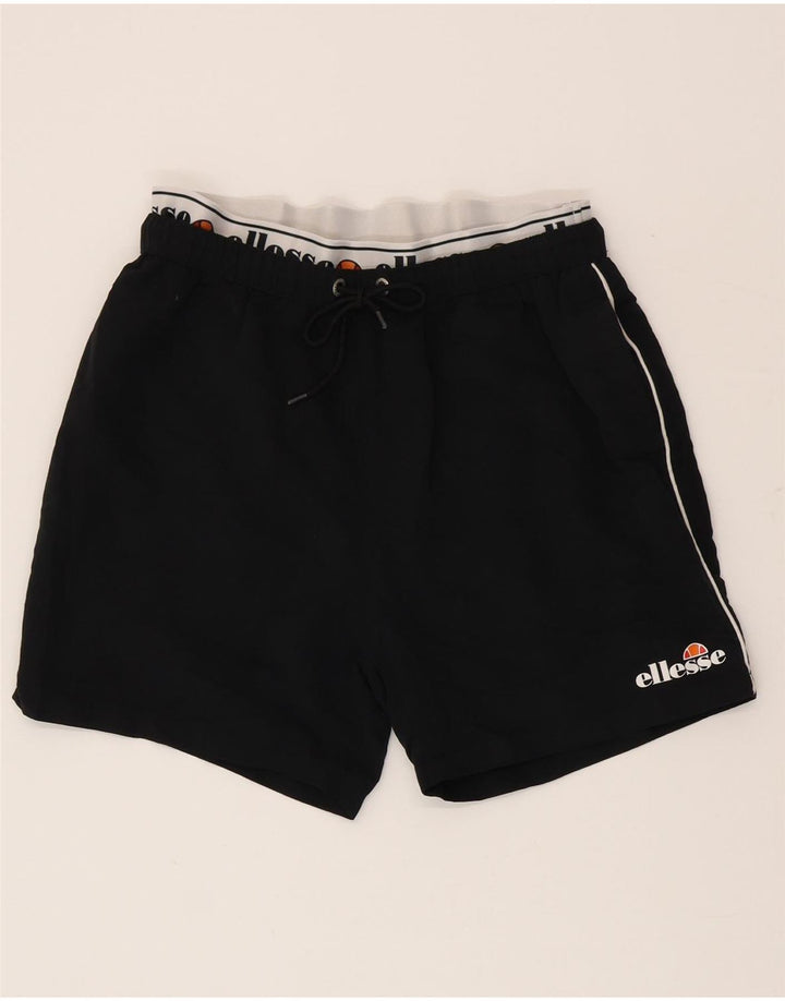 Ellesse Short de sport graphique pour homme en polyester color block noir moyen